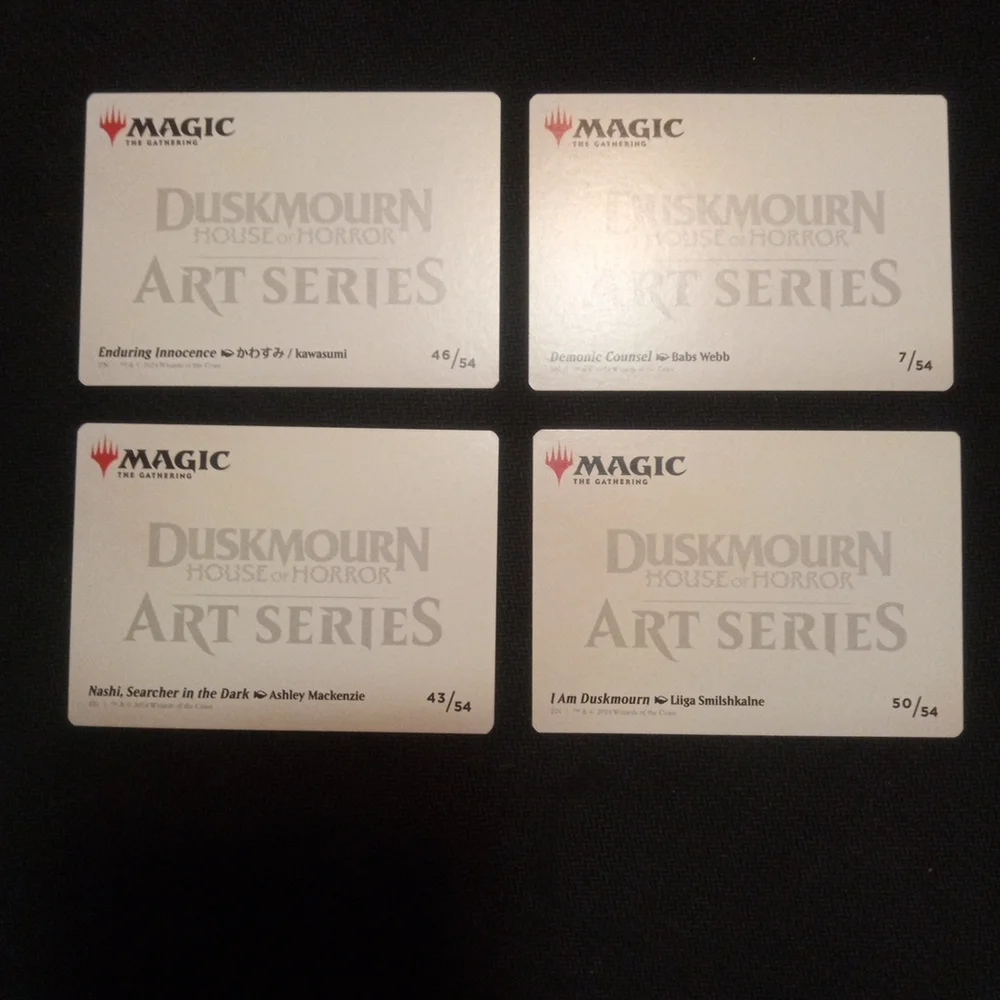 Lot Of 20 MTG Duskmourn Art Series Trading Cards With 2 Gold Stamped Signatures
